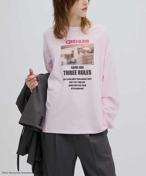 Ameri（アメリ）の「GREMLINS PHOTO PRINT LONG SLEEVE TOP（Tシャツ/カットソー・レディース・ピンク/ホワイト・FREE）」の2枚目の写真