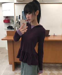 MIHEV（ミヘブ）の「フリルレイヤードフードパーカー パープル（パーカー）」