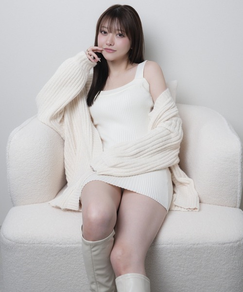 LIPSERVICE（リップサービス）の「モールニットアンサンブルワンピース（ワンピース・レディース・アイボリー/ピンク/グレー・S/M）」の6枚目の写真