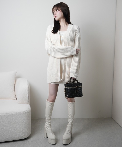 LIPSERVICE（リップサービス）の「モールニットアンサンブルワンピース（ワンピース・レディース・アイボリー/ピンク/グレー・S/M）」の12枚目の写真