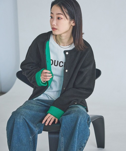 LAKOLE（ラコレ）の「7ゲージ配色ニットカーディガン / 637054（カーディガン/ボレロ・レディース・モカ/ブラウン/グレー/ブラック・FREE）」の2枚目の写真