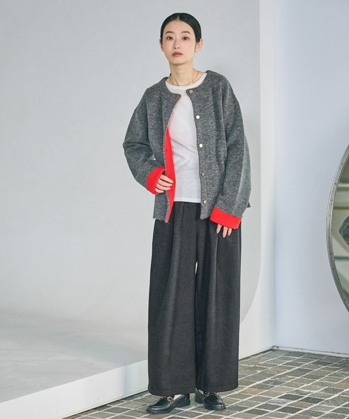 LAKOLE（ラコレ）の「7ゲージ配色ニットカーディガン / 637054（カーディガン/ボレロ・レディース・モカ/ブラウン/グレー/ブラック・FREE）」の10枚目の写真