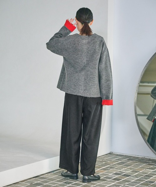 LAKOLE（ラコレ）の「7ゲージ配色ニットカーディガン / 637054（カーディガン/ボレロ・レディース・モカ/ブラウン/グレー/ブラック・FREE）」の13枚目の写真