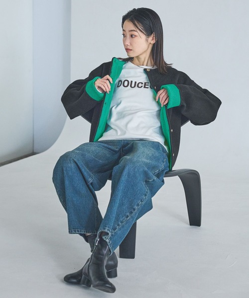 LAKOLE（ラコレ）の「7ゲージ配色ニットカーディガン / 637054（カーディガン/ボレロ・レディース・モカ/ブラウン/グレー/ブラック・FREE）」の6枚目の写真