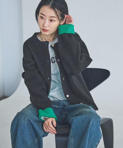 LAKOLE（ラコレ）の「7ゲージ配色ニットカーディガン / 637054（カーディガン/ボレロ・レディース・モカ/ブラウン/グレー/ブラック・FREE）」の7枚目の写真