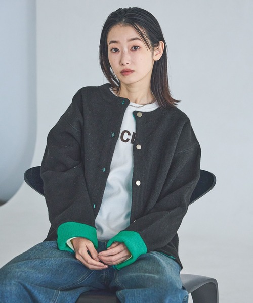 LAKOLE（ラコレ）の「7ゲージ配色ニットカーディガン / 637054（カーディガン/ボレロ・レディース・モカ/ブラウン/グレー/ブラック・FREE）」の8枚目の写真