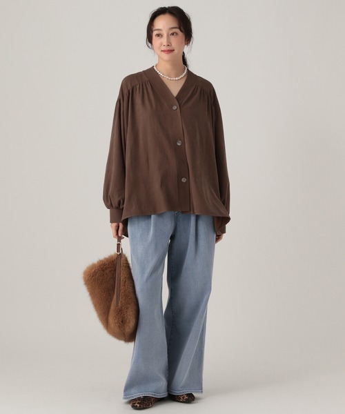 Elura（エルーラ）の「大人カラーワイドデニム＜低身長サイズあり＞/625552（デニムパンツ・レディース・ブラウン/ライトピンク/ブルー/ホワイト/ベージュ・FREE(S)/LARGE/MEDIUM）」の12枚目の写真