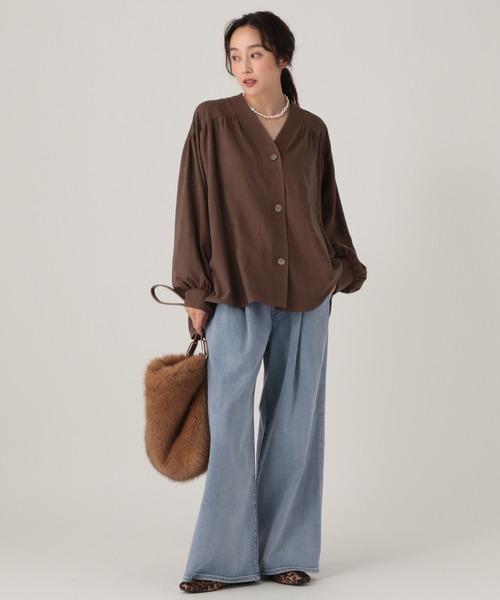 Elura（エルーラ）の「大人カラーワイドデニム＜低身長サイズあり＞/625552（デニムパンツ・レディース・ブラウン/ライトピンク/ブルー/ホワイト/ベージュ・FREE(S)/LARGE/MEDIUM）」の14枚目の写真