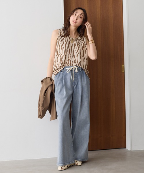 Elura（エルーラ）の「大人カラーワイドデニム＜低身長サイズあり＞/625552（デニムパンツ・レディース・ブラウン/ライトピンク/ブルー/ホワイト/ベージュ・FREE(S)/LARGE/MEDIUM）」の14枚目の写真