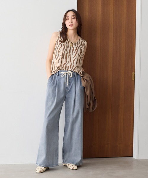 Elura（エルーラ）の「大人カラーワイドデニム＜低身長サイズあり＞/625552（デニムパンツ・レディース・ブラウン/ライトピンク/ブルー/ホワイト/ベージュ・FREE(S)/LARGE/MEDIUM）」の15枚目の写真