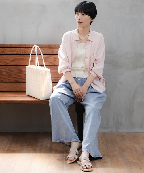 Elura（エルーラ）の「大人カラーワイドデニム＜低身長サイズあり＞/625552（デニムパンツ・レディース・ブラウン/ライトピンク/ブルー/ホワイト/ベージュ・FREE(S)/LARGE/MEDIUM）」の21枚目の写真