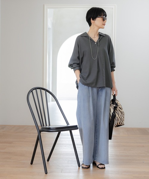 Elura（エルーラ）の「大人カラーワイドデニム＜低身長サイズあり＞/625552（デニムパンツ・レディース・ブラウン/ライトピンク/ブルー/ホワイト/ベージュ・FREE(S)/LARGE/MEDIUM）」の20枚目の写真