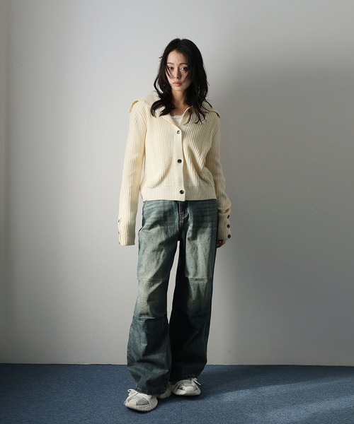 Ulysses（ユリシス）の「２WAYネック畔編みニットカーディガン（カーディガン/ボレロ・レディース・ブラック/ベージュ・F）」の8枚目の写真