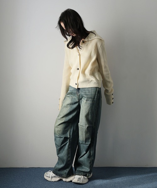 Ulysses（ユリシス）の「２WAYネック畔編みニットカーディガン（カーディガン/ボレロ・レディース・ブラック/ベージュ・F）」の10枚目の写真