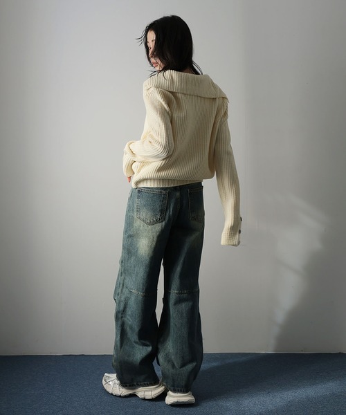 Ulysses（ユリシス）の「２WAYネック畔編みニットカーディガン（カーディガン/ボレロ・レディース・ブラック/ベージュ・F）」の11枚目の写真