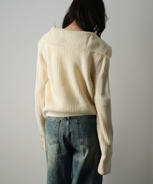 Ulysses（ユリシス）の「２WAYネック畔編みニットカーディガン（カーディガン/ボレロ・レディース・ブラック/ベージュ・F）」の22枚目の写真