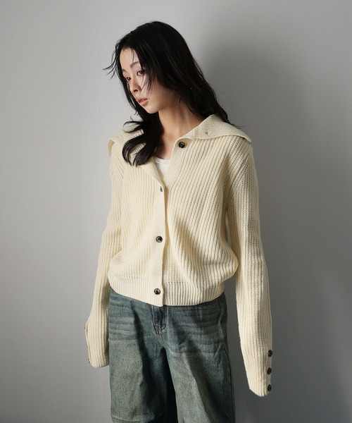 Ulysses（ユリシス）の「２WAYネック畔編みニットカーディガン（カーディガン/ボレロ・レディース・ブラック/ベージュ・F）」の17枚目の写真