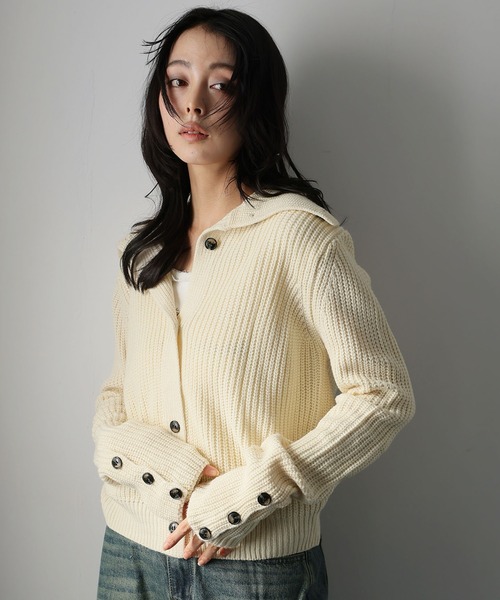 Ulysses（ユリシス）の「２WAYネック畔編みニットカーディガン（カーディガン/ボレロ・レディース・ブラック/ベージュ・F）」の18枚目の写真