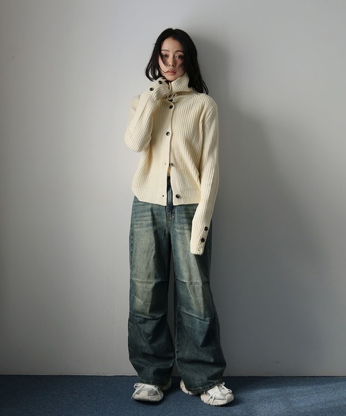 Ulysses（ユリシス）の「２WAYネック畔編みニットカーディガン（カーディガン/ボレロ・レディース・ブラック/ベージュ・F）」の9枚目の写真