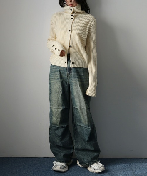 Ulysses（ユリシス）の「２WAYネック畔編みニットカーディガン（カーディガン/ボレロ・レディース・ブラック/ベージュ・F）」の12枚目の写真