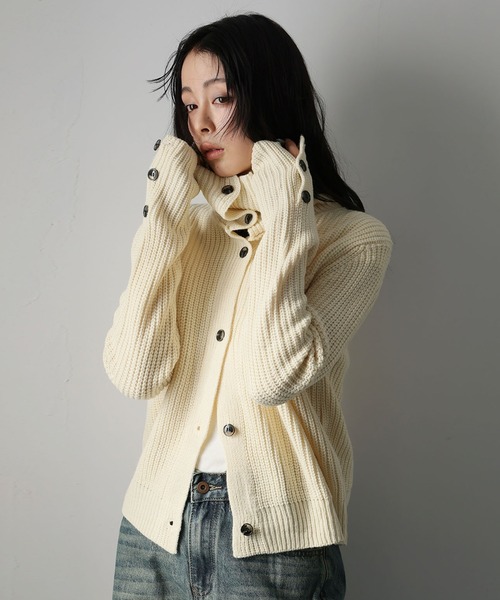 Ulysses（ユリシス）の「２WAYネック畔編みニットカーディガン（カーディガン/ボレロ・レディース・ブラック/ベージュ・F）」の21枚目の写真