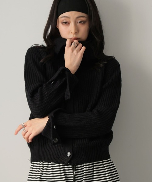 Ulysses（ユリシス）の「２WAYネック畔編みニットカーディガン（カーディガン/ボレロ・レディース・ブラック/ベージュ・F）」の4枚目の写真