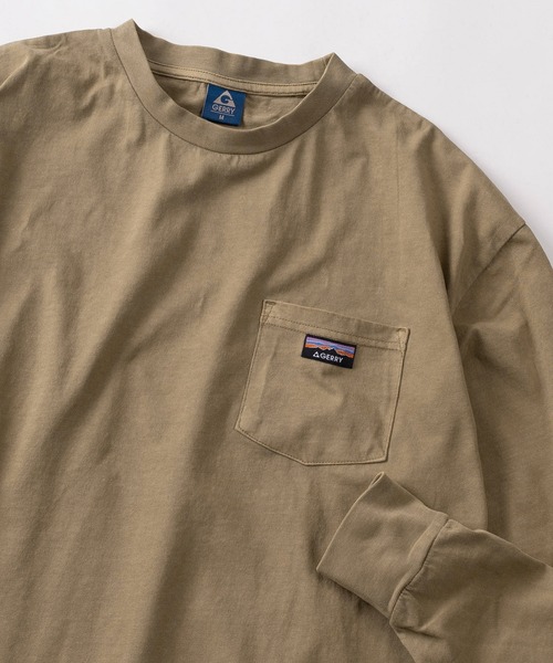 GERRY(ジェリー)の「【70】【GERRY/ジェリー】ピグメント加工 ピスネーム ポケット ロングスリーブTシャツ(Tシャツ/カットソー・メンズ・ブラック/ベージュ/ネイビー/グリーン・M/L/XL)」の2枚目の写真