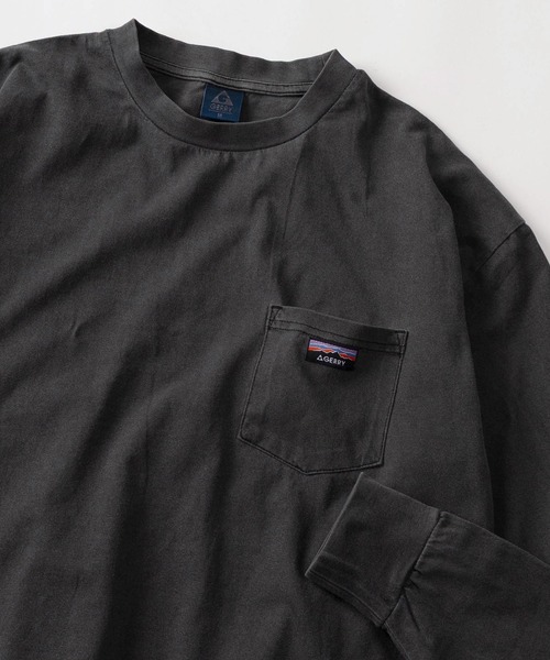 GERRY(ジェリー)の「【70】【GERRY/ジェリー】ピグメント加工 ピスネーム ポケット ロングスリーブTシャツ(Tシャツ/カットソー・メンズ・ブラック/ベージュ/ネイビー/グリーン・M/L/XL)」の1枚目の写真