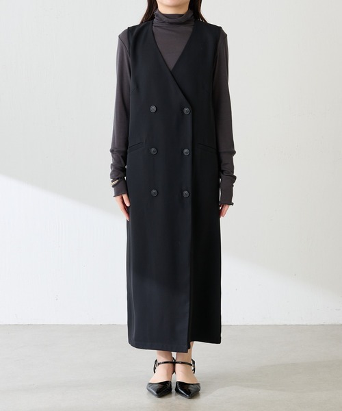 COLLAGE GALLARDAGALANTE（コラージュガリャルダガランテ）の「フロントボタンジャンパースカート/セレモニー（ジャンパースカート・レディース・ブラック/グレイッシュベージュ・FREE）」の10枚目の写真