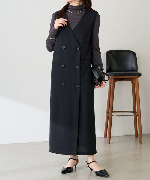 COLLAGE GALLARDAGALANTE（コラージュガリャルダガランテ）の「フロントボタンジャンパースカート/セレモニー（ジャンパースカート・レディース・ブラック/グレイッシュベージュ・FREE）」の21枚目の写真