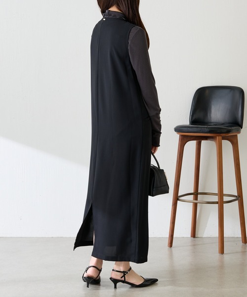 COLLAGE GALLARDAGALANTE（コラージュガリャルダガランテ）の「フロントボタンジャンパースカート/セレモニー（ジャンパースカート・レディース・ブラック/グレイッシュベージュ・FREE）」の8枚目の写真