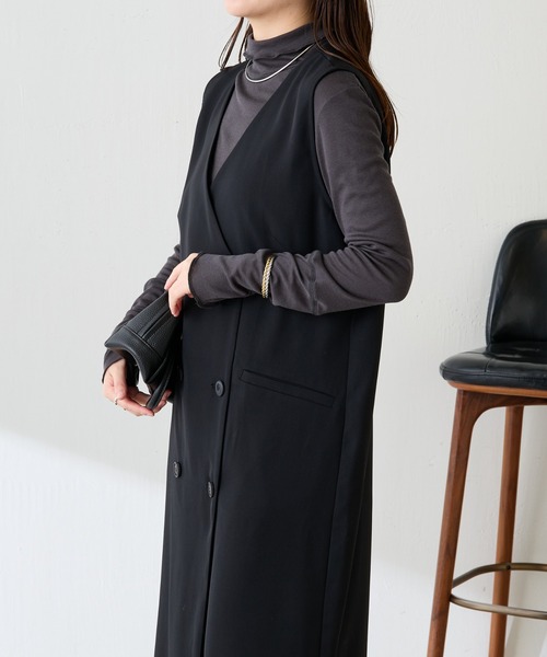 COLLAGE GALLARDAGALANTE（コラージュガリャルダガランテ）の「フロントボタンジャンパースカート/セレモニー（ジャンパースカート・レディース・ブラック/グレイッシュベージュ・FREE）」の3枚目の写真