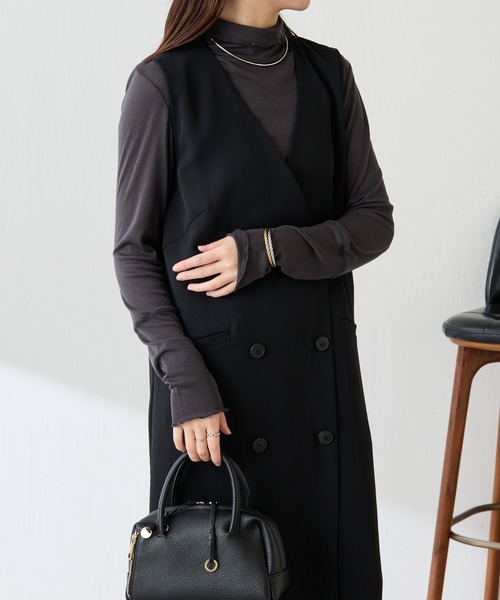 COLLAGE GALLARDAGALANTE（コラージュガリャルダガランテ）の「フロントボタンジャンパースカート/セレモニー（ジャンパースカート・レディース・ブラック/グレイッシュベージュ・FREE）」の5枚目の写真