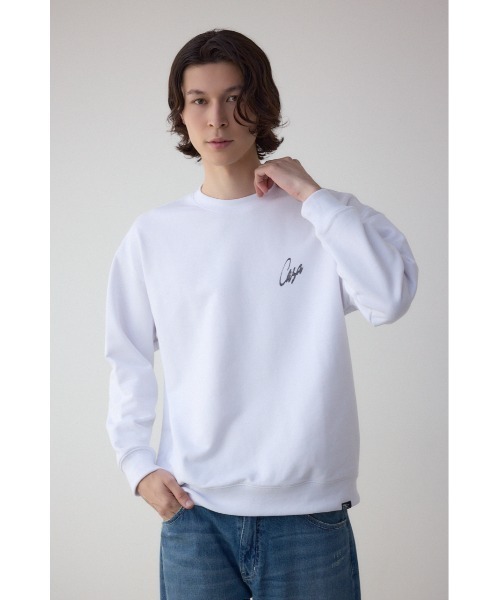 AZUL by moussy(アズールバイマウジー)の「筆記体バックプリント裏毛トップス(スウェット・メンズ・グレー/ホワイト/ブラック・LARGE/MEDIUM)」の10枚目の写真