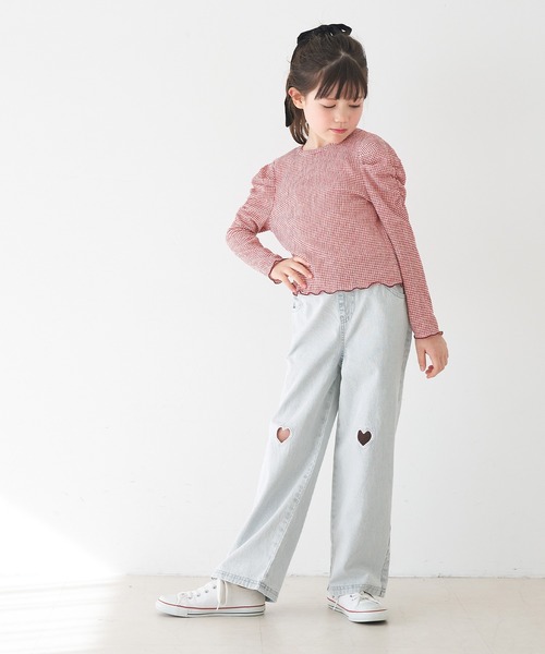 セール】キッズ デニムハート刺繍パンツ（デニムパンツ）｜coca（coca