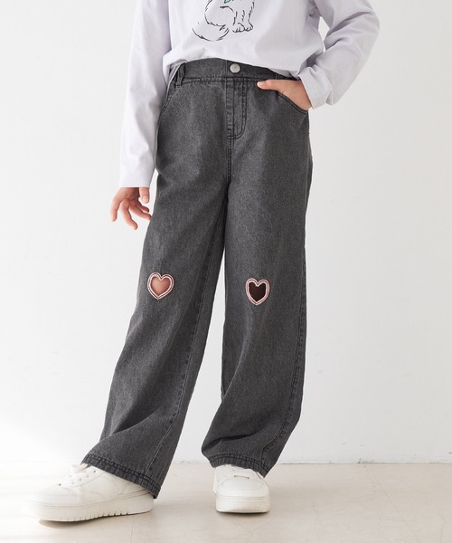 セール】キッズ デニムハート刺繍パンツ(デニムパンツ)|coca(coca セール】キッズ デニムハート刺繍パンツ(デニムパンツ)|coca(coca