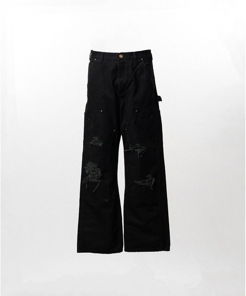 KAMIYA(カミヤ)の「BORO Duck Painter Pants(カーゴパンツ・メンズ・グレー/ブラック・M)」の2枚目の写真