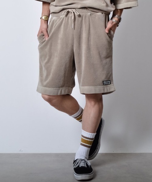 DOUBLE STEAL(ダブルスティール)の「DSピグメントパイルイージーハーフパンツ(その他パンツ・メンズ・ブラック/グレイッシュベージュ/グリーン・LARGE/MEDIUM/SMALL)」の3枚目の写真