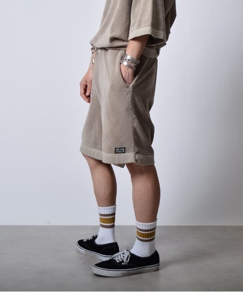 DOUBLE STEAL(ダブルスティール)の「DSピグメントパイルイージーハーフパンツ(その他パンツ・メンズ・ブラック/グレイッシュベージュ/グリーン・LARGE/MEDIUM/SMALL)」の4枚目の写真