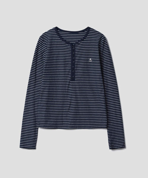 TTUDEMENT(トュードメント)の「STRIPE HENLEY T-SHIRT_NAVY(Tシャツ/カットソー・レディース・その他・S/M)」の3枚目の写真