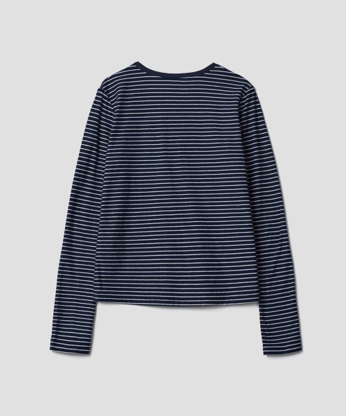 TTUDEMENT(トュードメント)の「STRIPE HENLEY T-SHIRT_NAVY(Tシャツ/カットソー・レディース・その他・S/M)」の4枚目の写真