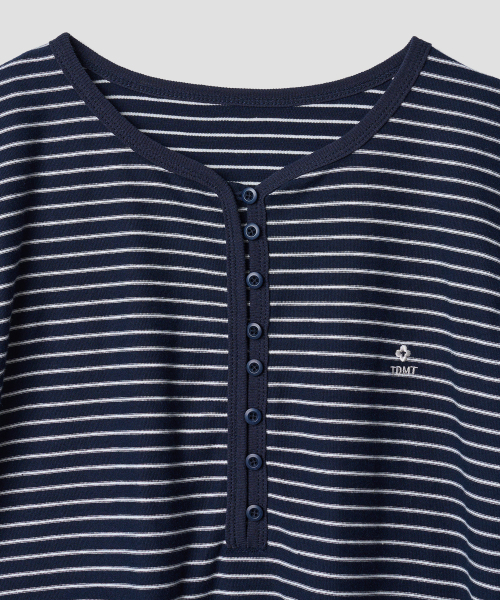 TTUDEMENT(トュードメント)の「STRIPE HENLEY T-SHIRT_NAVY(Tシャツ/カットソー・レディース・その他・S/M)」の5枚目の写真