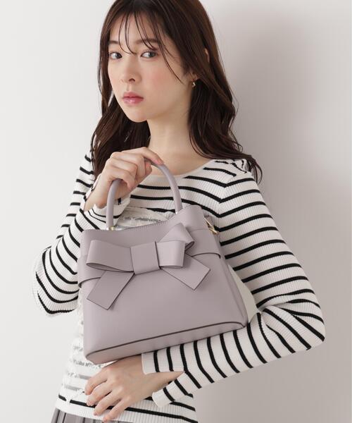 PROPORTION BODY DRESSING(プロポーションボディドレッシング)の「フロントリボンバッグ / 1216181100(ショルダーバッグ・レディース・パープル/ピンク/オフホワイト・フリ-)」の1枚目の写真