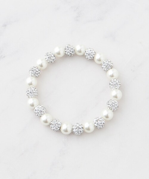 SHOO・LA・RUE(シューラルー)の「パヴェボールフェイクパールゴムブレス(ブレスレット・レディース・アイボリー・00)」の3枚目の写真