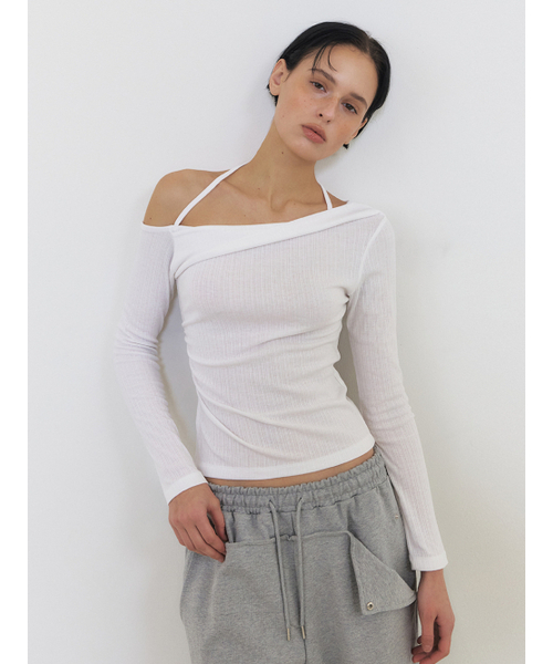 ETMON(エトモン)の「Twisted Halter T-Shirt, Ivory(Tシャツ/カットソー・レディース・その他・FREE)」の1枚目の写真