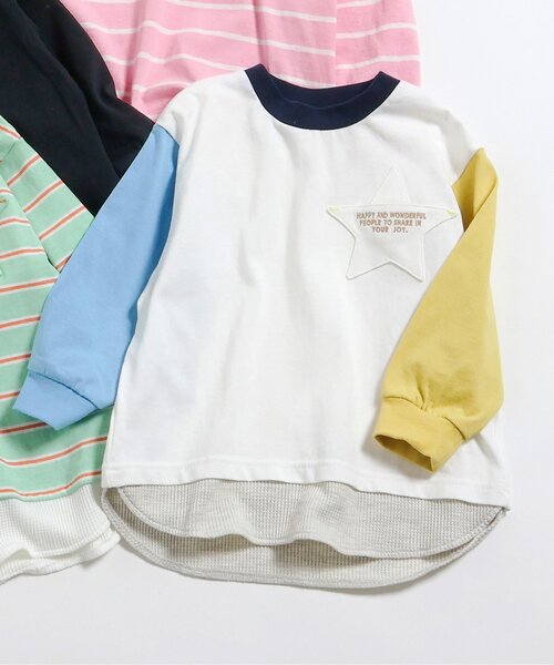 BREEZE（ブリーズ）の「ポケットレイヤードTシャツ_ジュニア対応（Tシャツ/カットソー・キッズ・チャコール/ミント/ピンク/レインボー・80/90/100/110/120/130/140）」の4枚目の写真