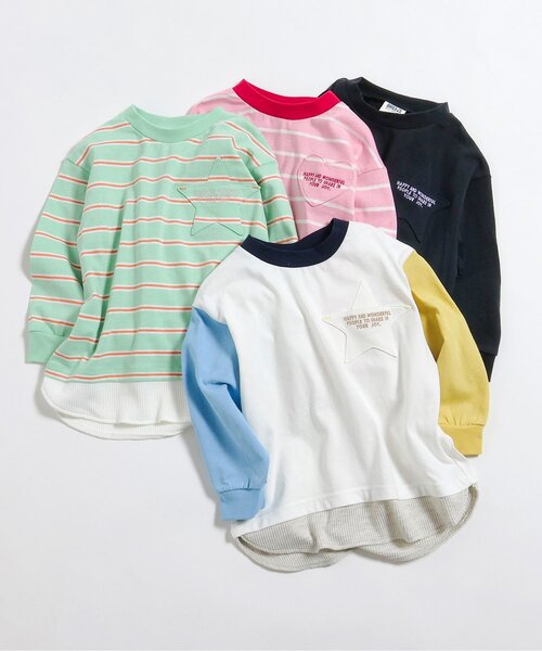 BREEZE（ブリーズ）の「ポケットレイヤードTシャツ_ジュニア対応（Tシャツ/カットソー・キッズ・チャコール/ミント/ピンク/レインボー・80/90/100/110/120/130/140）」の11枚目の写真