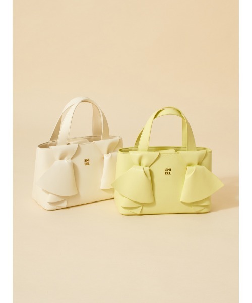 SNIDEL（スナイデル）の「ダブルリボンバッグ（ハンドバッグ・レディース・ブラック/アイボリー/ブラウン/イエロー・F）」の6枚目の写真