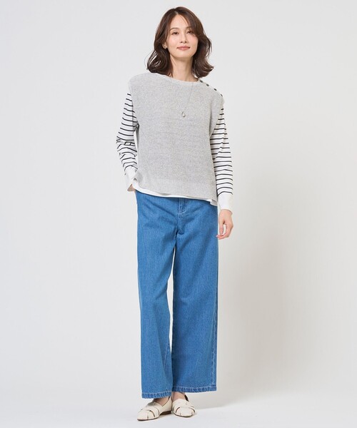 J.PRESS(ジェイプレス)の「コットンリネン 7oz デニム セミワイド パンツ(その他パンツ・レディース・スカイブルー系/ダルブルー系・9/11/7)」の11枚目の写真