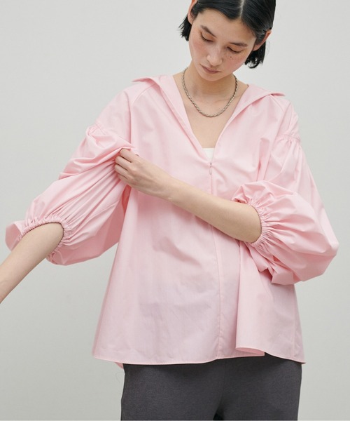 LARUTA】セレモニー対応可／ギャザースリーブ前後2WAYブラウス（シャツ